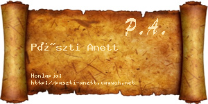 Pászti Anett névjegykártya